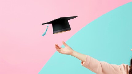 Fulfillment: Woman's Hand Tossing Graduation Cap