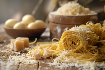 pasta on wooden table