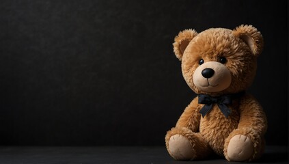 a brown teddy bear in plain black background from Generative AI