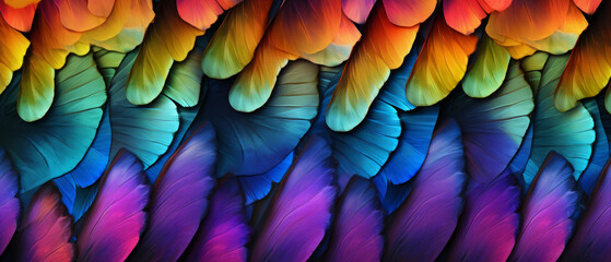 Vibrant Rainbow-Colored Feather Pattern Texture