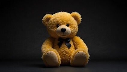 a yellow teddy bear in plain black background from Generative AI