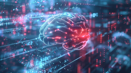 Quantum computer core emanating data streams, silicon brain, AI genesis