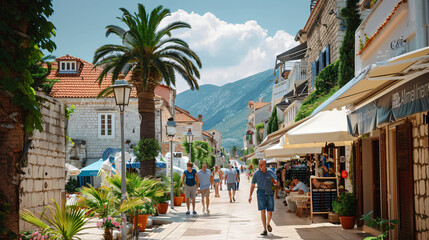 Promenade street in Coty of Bar Montenegro