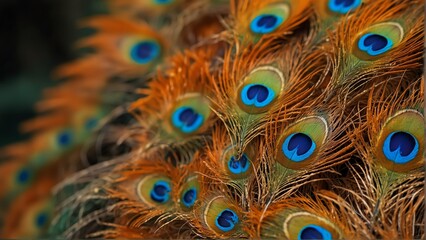 orange feathers of peacock close-up from Generative AI