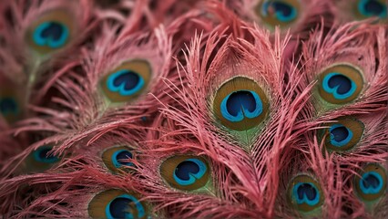 Obraz premium pink feathers of peacock close-up from Generative AI