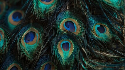 teal feathers of peacock close-up from Generative AI