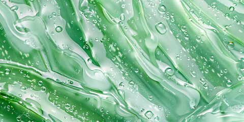 Refreshing Aloe Vera Gel Texture with Water Droplets Close-up