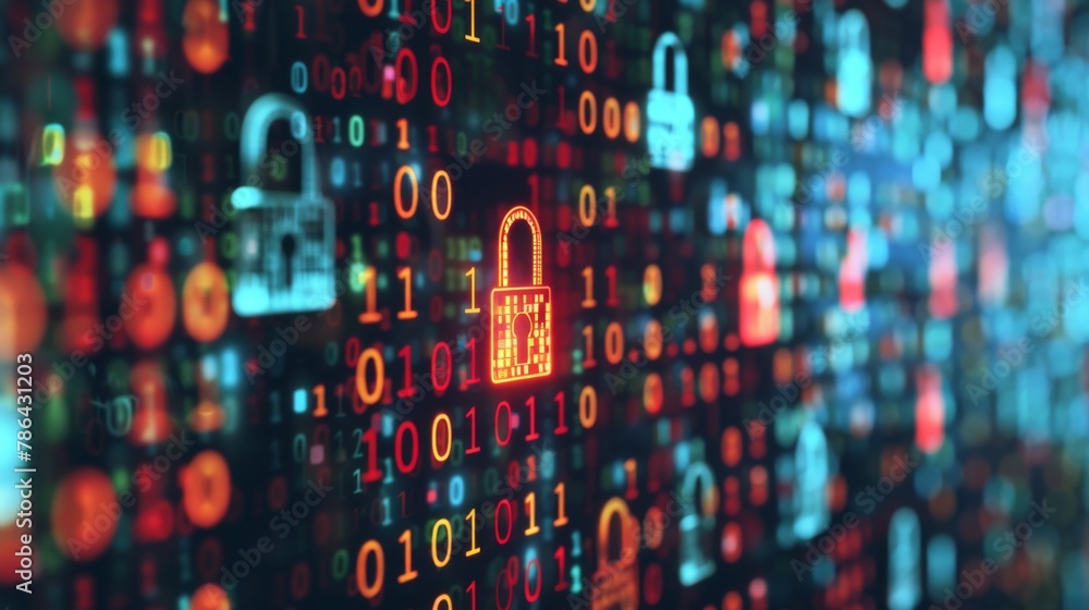 Poster Secure Computer Screen With Lock