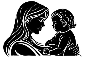 Maternal Affection Isolated Vector Symbol of Mother Kissing Child 