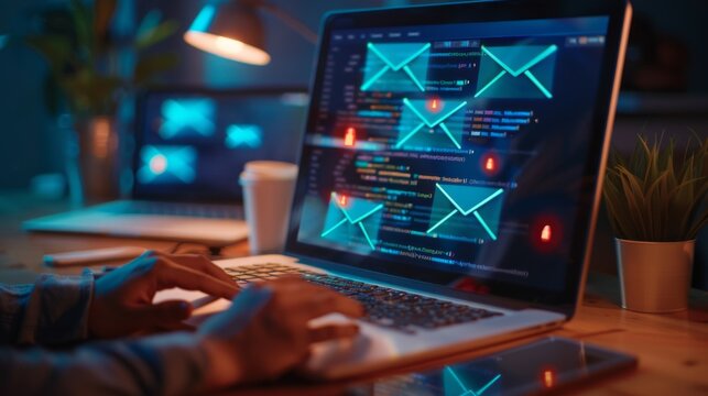 Late-Night Coding Session in a Modern Office