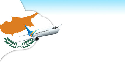 Fototapeta premium 3d illustration plane with Cyprus flag background for business and travel design