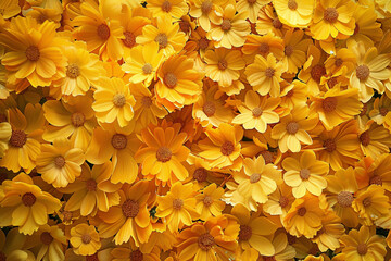 Wall of bright yellow flowers background - Powered by Adobe