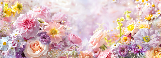 Bouquet of flowers. Floral background. Soft focus. Mother's day background.