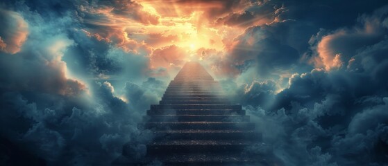 A staircase that leads to the heavens and the light - obrazy, fototapety, plakaty