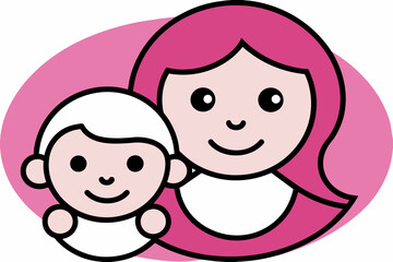 Maternal Bond Outlined Mother and Baby Symbol