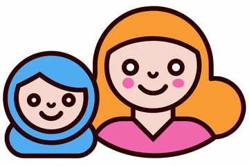 Maternal Bond Outlined Mother and Baby Symbol