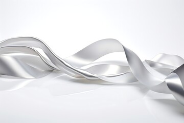 Silver satin ribbon bow isolated on white background.