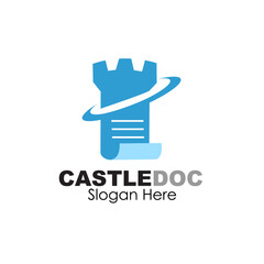 castle document logo design concept stock vector illustration