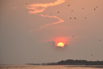 landscape of sea in sunset in Thailand   