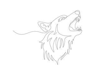 Continuous line drawing of wolf head. One line of wolf head. Mammals animal concept continuous line art. Editable outline