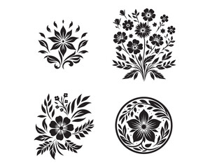 Daisy flowers silhouette vector icon graphic logo design