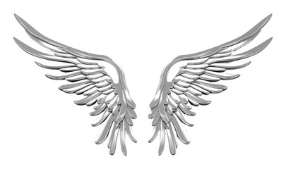 PNG Wings Chrome material silver white white background.