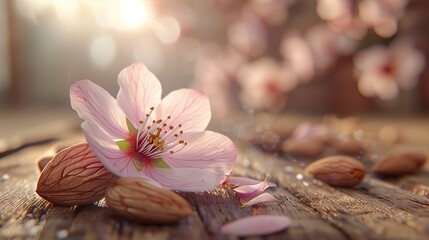 Almond flower and seed mock up banner 