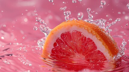Grapefruit slice in water splash