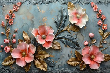 panel wall art, background with flowers designs, wall decoration