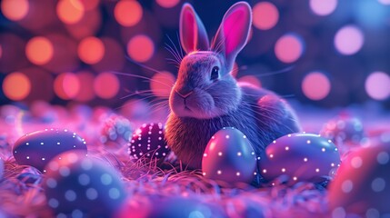 Easter Rabbit in Neon lights