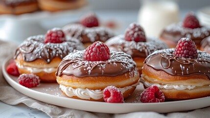 Obraz na płótnie Canvas Creamy delicious donuts fresh dessert