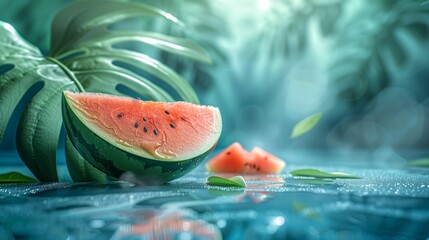 Watermelon juicy summer tropic background