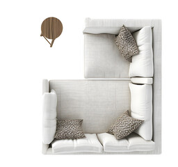 Top view of sofa, transparent image