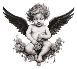 Fototapeta premium PNG Cherub cupid drawing portrait sketch.