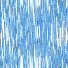 Indigo ikat dye stripe marled seamless pattern. Asian style wavy distort weave print in modern blue white. - 786438689