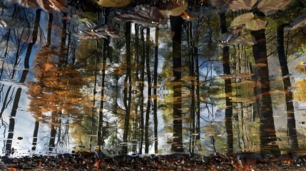 Mirrored Forest Reflections:A Surreal Blending of Nature's Beauty and Imagination