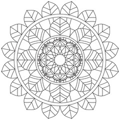 Fototapeta premium Leaf Flower Petal Coloring Mandala Art Simple Graphic Shape Vector Floral Oriental Outline Vintage Decorative Elements Pattern Illustration Islam Arabic Indian Turkish Mystic Religion Morals Lotus 