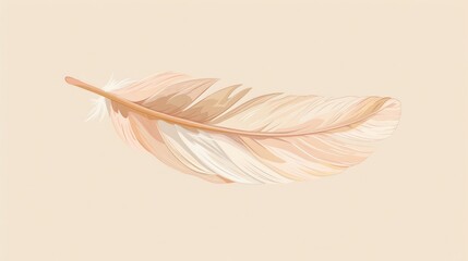 Digital art illustration of a delicate feather with soft pastel shades on a cream background.