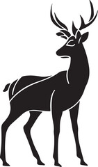 deer black silhouette vector design with white color background