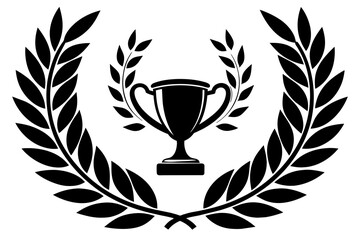 Silhouette Laurel Wreath Symbolizing Victory and Achievement. Vector black laurels representing heraldic trophy crest, Greek and Roman olive branch award, and winner round emblem