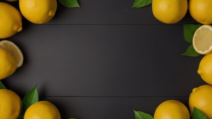 Lemon on the black table 
