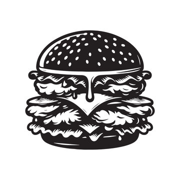 recommend clip art: Tantalizing Chicken Burger Silhouette: Mouthwatering Fast Food Symbol, Chicken Burger Illustration - Zinger Burger Vector
                    