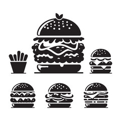 Appetizing Burger Silhouette: Scrumptious Fast Food Image for Various Projects, Chicken Burger Illustration - Zinger Burger Vector
