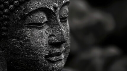 Fototapeta na wymiar Buddha statue in black and white