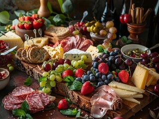 grazing board of meat and cheese