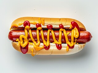 hot dog with ketchup and mustard