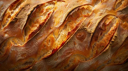 Zelfklevend Fotobehang Freshly baked bread crust close-up. © SashaMagic