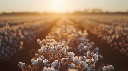 Cotton bolls as they begin to ripen, ready for harvest - obrazy, fototapety, plakaty
