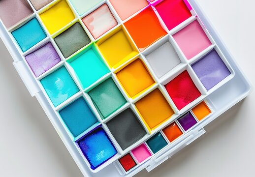 A vibrant selection of watercolor paints presented in a palette that captures the essence of artistic creativity and color diversity.
