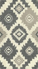Gray and white rug with pattern